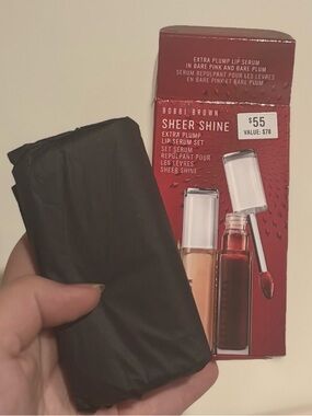 🆕 NIB Bobbi Brown Sheer Shine Extra Plump Lip Serum Set - Bare Pink & Bare Plum